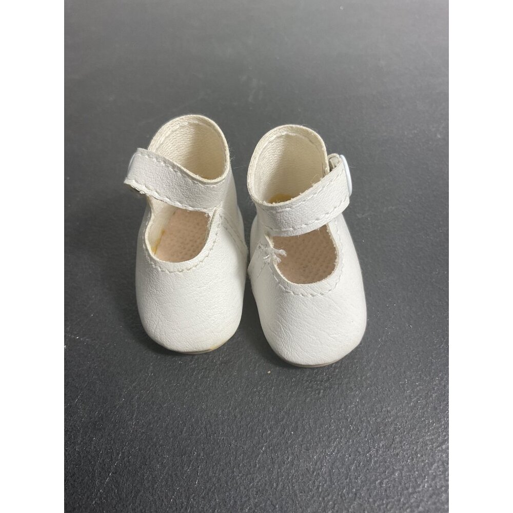 Vintage White Baby Doll Shoes With Button Closure